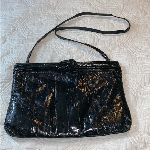 Handbags - Genuine Eel Skin Black Handbag